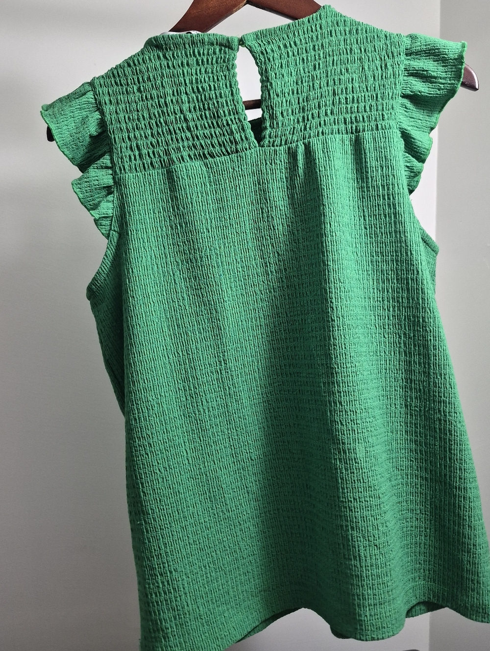 Simons Green Smocked Ruffle Sleeve Top - Picture 3 of 5